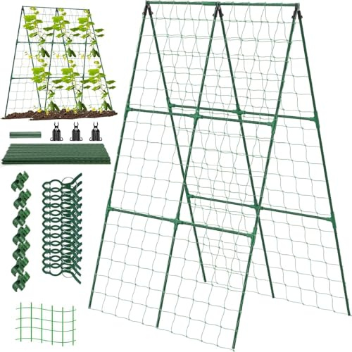 Hbbgdiy 1 Set Treillis pour Les Plantes d'escalade extérieure, 48x48 Jardin métallique Concombre Treillis Pliable Un scénario