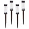 AKTIVE Set 4 balizas solares LED 6 lúmenes, Iluminación exterior para jardín y caminos, Luz cálida, Con estaca, Carga solar, Botón ON/OFF, IP44, Autonomía 8h, Instalación sin cables (61575)