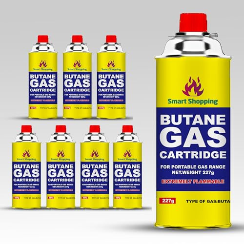 SMART SHOPPING Multipurpose Portable Camping Gas Canister – Refill Bottles Butane Gas Canisters for Camping Stove, BBQ, Blowtorch, Heater, Weed Burner & Cooker Pack of 8