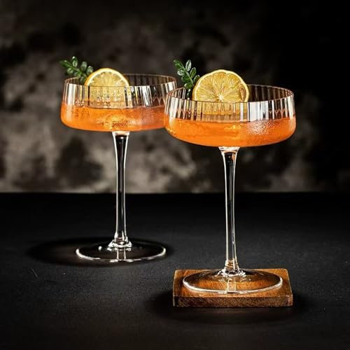 YANGUN Set di 2 Bicchieri Cocktail, Bicchiere da Martini Glass, Bicchieri Martini Cristallo Vintage, per Champagne, Cocktail E Dessert, per Cena, Matrimoni, Feste, Ristoranti, Bar E Co