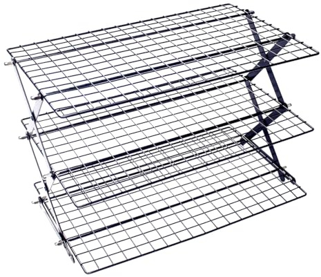 Cookie Cooling Rack, 4-Tier Collapsible Bread Cooling Rack, Iron Wire Drying Shelf for Baking, Cookies, Cake, Roasting, Grilling