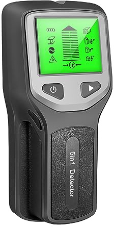 Detector de metales 5 en 1 HLW330 con pantalla LCD, calibración automática, detección de cables, 152 x 62 x 28 mm, ABS negro/naranja/plata, batería de 9 V