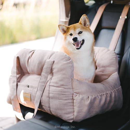 Misodoge Asiento de coche para perros pequeños y medianos (menos de 30 libras) – Asiento elevador ligero y duradero para mascotas – No necesita montaje – Cama de tela acogedora para viajes en coche
