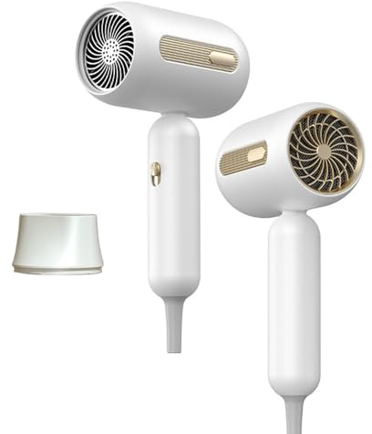 Seche Cheveux Ionique Professionnel, Sèche-cheveux dortoir étudiant, 1900W Sèche-cheveux Voyage Petit avec 3 températures réglables, protection contre la surchauffe, peu de bruit et léger, blanc