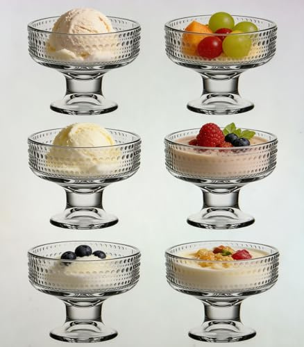 6-teiliges Set, 220 ml, kleine, niedliche Tulpenform, Dessertschalen/Becher, perfekt für Dessert, Eisbecher, Eis, Obst, Salat, Snacks, Cocktail, Gewürze, Kleinigkeiten und Geburtstagspartys (7.5oz)