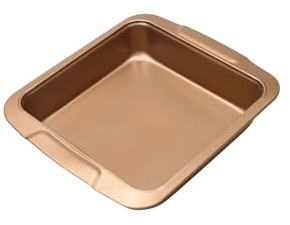 i enjoy + Square Cake Tin for Baking 20cm,Non Stick Carbon Steel Cake pan,Brownie Tray with Even Heat Distribution