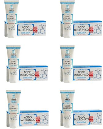 Pilogen Carezza - le Ricette del Dott.Pignacca, Acido Ialuronico Crema Multiattiva, con Acido Ialuronico, Glicerina, Burro di karitè, Pantenolo e Olio di Jojoba, Idrata e Leviga la Pelle, 50 ml x 6