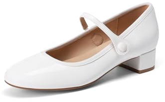 DREAM PAIRS Mary Jane Donna – Comode Eleganti Scarpe Slip-on con Tacco Basso e Largo – Modello Chiuso a Punta Tonda, Ldeale per Lavoro e Tempo Libero,Size 38,Bianco,SDPU26008W