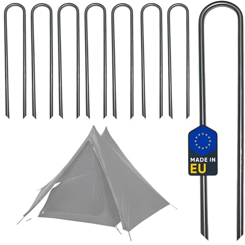 Clever Leon Edelstahl Zeltheringe 8 Stück 30 cm Sturmheringe 6 mm | Massive Edelstahl Heringe rostfrei für Camping, Zelte, Pavillons und Garten, stabile Bodenanker bei Wind und Wetter