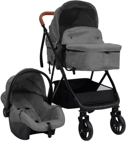 QUAHEAS Passeggino sportivo 3 in 1, grigio chiaro, nero, acciaio, con ovetto e funzione sdraiato, pieghevole, compatto, maneggevole, per neonati, bambini, attività all'aperto, viaggi, vacanze