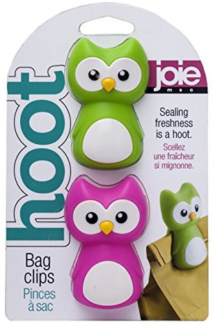 Joie Hoot Owl Bag Clips, Set of 2 Reusable Food Sealers, Assorted Colors, Keeps Snacks Fresh, One Size