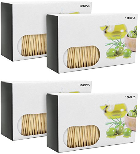 com-four® 4000x Zahnstocher aus Holz, Zahnhölzer 6,5 cm | hölzerne Cocktailspieße - Holzstäbchen für DIY Projekte - Bastelarbeiten - als Werkzeug - zur Reparatur und Reinigung