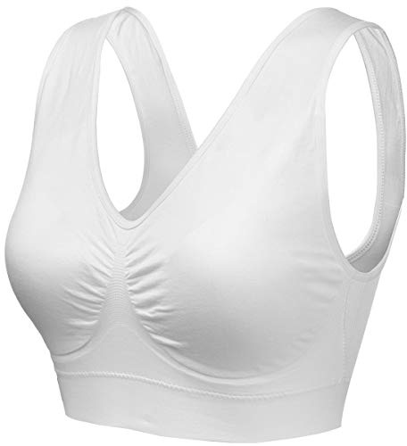 wealsex Sujetador Deportiva sin Costuras Sostén sin Aros Confort Deportes de Yoga para Mujeres Gran tamaño Sujetadore (Blanco,3XL)