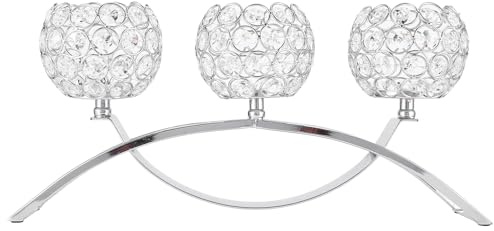 Estink Kerzenständer 3-flammig 40cm | Kandelaber, Deko Kristall, Silber, Hochzeitstisch
