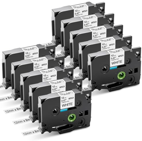Aken Kompatibel Schriftband mit Brother TZe-231 Schwarz Weiß als Ersatz für Tape Cassette 12mm Black on White Beschriftungsgerät für Brother P touch 1000 1005 1010 1280 H105 D400 D600 Cube 10x