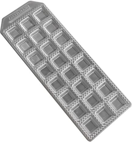 Fackelmann Stampo in Alluminio per Ravioli Quadrati, a 24 impronte, Dimensione Raviolo 3x3 cm, Dimensioni stampo 29x10,5x1,3 cm, Linea Sybaris Made in Italy