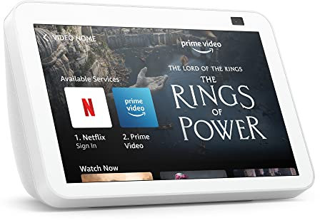 Echo Show 8 | 2nd generation (2021 release), HD smart display with Alexa and 13 MP camera | Glacier White
