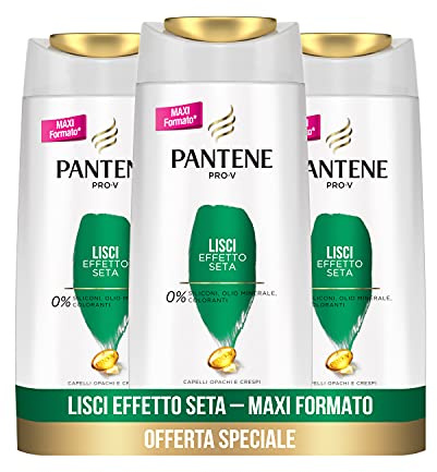 Pantene Pro-V Shampoo mit seidiger Wirkung für glattes Haar, verleiht Weichheit und Kontrolle des Frizz-Effekts, 3 x 675 ml