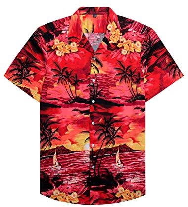 siliteelon Mens Hawaiian Shirt Short Sleeve Floral Aloha Shirts for Summer Beach Holiday, M