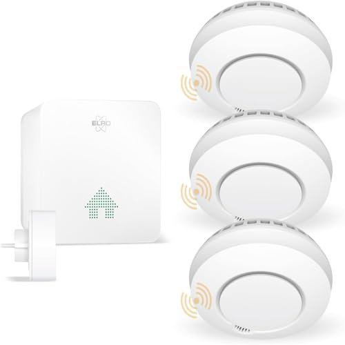 ELRO Connects SF500S Rauchmelder Kit - Komplettes Set K2 Connector + 3X Funk Rauchmelder Kit - Warnt per Smartphone - nach EN14604