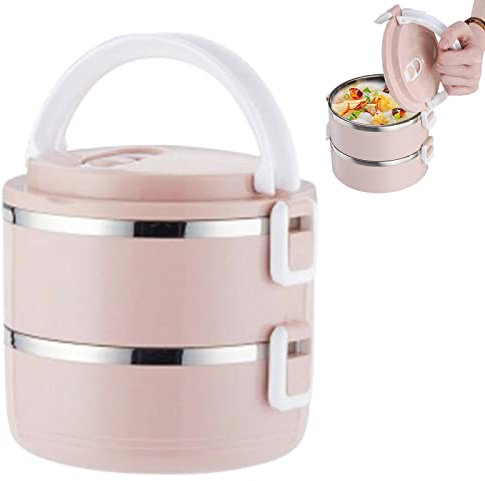 GIMOCOOL Thermos pour aliments chauds, 1400ml Boîte Isotherme Repas Chaud en Acier Inoxydable avec Poignée, Récipient Alimentaire Boite Chaudpour, École, Bureau, Camping, couche double, Rose