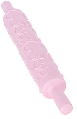 Fondant-Nudelholz, Lebensmittelechter Kunststoff, Geprägte Walze, Gravierte Walze für Kekse, Kekse, Gebäck, Kuchendekoration, 35,6 Cm Langes Teig-Nudelholz mit Einzigartigem Muster,(Herzform)