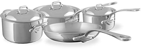 Mauviel M'Cook 5-Ply Polished Stainless Steel 7-Piece Cookware Set With Cast Stainless Steel Handles, Made In France