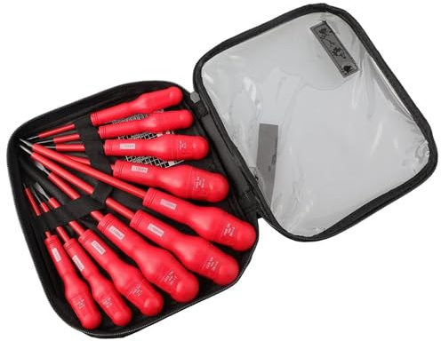 Juego de 9 destornilladores aislados, 1000 V, juego intercambiable con puntas ranuradas magnéticas, kit de herramientas de reparación de electricista