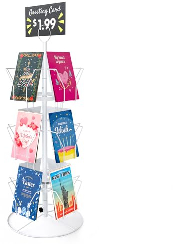 ANBOXIT Postkartenständer, Postkartenhalter Drehbarer Ständer | für Grußkarten, für Postkarten, Aufkleber, Feiertags-Geschenkkarten im Einzelhandel Schwarz, 12 Fächer