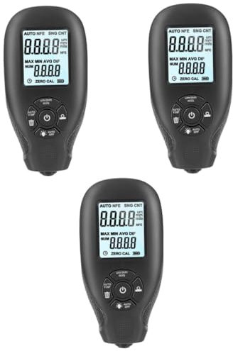 PartyKindom 3pcs Car Paint Coating Tester Digital Thickness Gauge Paint Coating Testing Tool High-definition Display Material
