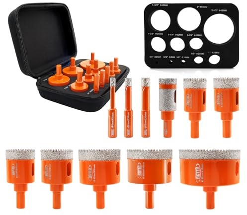 Diamant-Kernbohrer-Kit BGTEC Diamant-Lochsäge-Fliesenschneider, Dreiecksschaft 10 Stück 6/8/10/25/28/32/35/45/50/65 mm Bohrer + 1 Stück 20 mm Bohrfinger-Bit