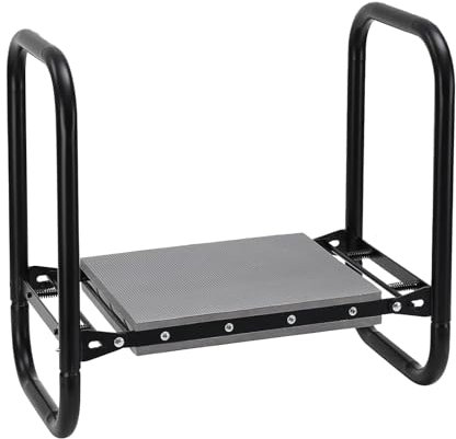 LAIDER HEROS Tabouret de Jardin Pliable, Banc Agenouilloir avec Coussin de Confort de 5 cm d'Epaisseur, Capacité de 180 kg pour Jardinage Banc de Jardin pour Seniors, Femmes, Hommes/Noir