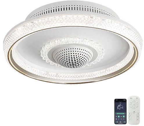 NVZHIDAI LED Bladeless Fan Light Plasma Air Purification Remote Control Silent Ceiling Fan with Light 3 Colour Temperature (3000k-6000k) 6 Speed Smart Light Fan Ceiling for Bedroom, Living Room