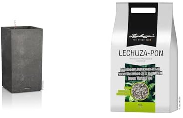 Lechuza Komplett-Set für Garten, Schwarz, 40 x 40 x 76 cm, 13622 & PON 18 Liter Pflanzsubstrat, Neutral