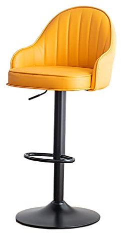 DDKYHU Barhocker mit Rückenlehne und Fußstütze, Thekenhocker, Stühle, Drehhocker mit Rückenlehne, Verstellbarer Vintage-Retro-Barhocker (gelb) (gelb)