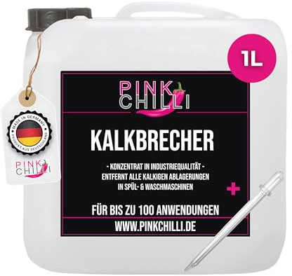 Pink Chilli Kalkbrecher 1l - Waschmaschinen und Spülmaschinen Reiniger - ca 100 Anwendungen Kalkentferner extra stark - Anti-Kalk Industriereiniger gegen Kalkablagerungen - Maschinenreiniger Entkalker