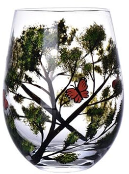 NIHENHAO Kreativ bedruckte Glasbecher Vier Bäume Weingläser Bierbecher Weinbecher Glas für Wein, Bier und Cocktails