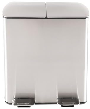 HTI living Mülleimer mit 2 Kammern Jannik 40 Liter Silber Mülltrennsystem Edelstahl