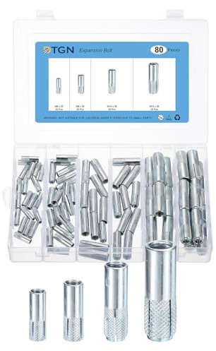 Edelstahl Anker Spreizdübel Ankerbolzen für Wand, M6x25, M8x30, M10x38, M12x50 Drop-In-Anker, 80er-Pack