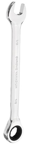 sourcing map Ratcheting Wrench 7/8 Inch Box and Open End 45# Carbon Steel Chromium Plated 12-Point 72-Teeth Combination Wrench for Home Auto Repair Machine Maintenance