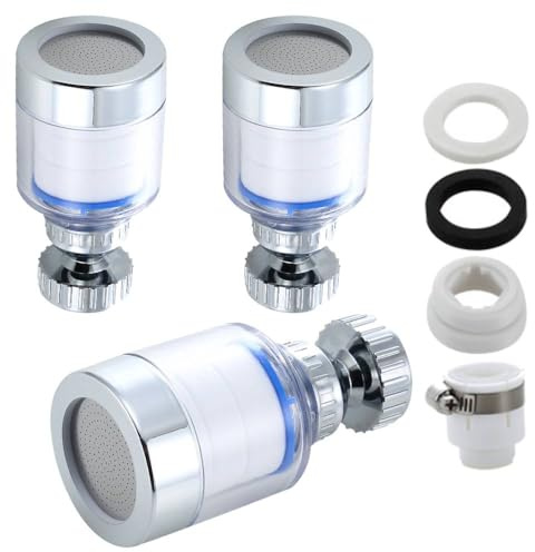 3 filtros de grifo de agua, filtros de agua giratorios de 360 grados, purificador de agua dura con adaptador universal para el hogar, cocina, baño, ducha