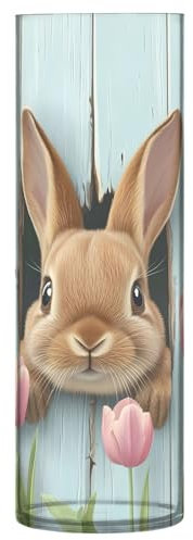 SKYSHU Vaso cilindrico in plastica a forma di tulipano, con coniglietto pasquale, per bouquet di piante, 1 pezzo, infrangibile, alto, trasparente, per matrimoni, centrotavola, casa, scuola, ufficio