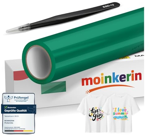 Moinkerin Plotterfolie grön 30,5 x 400 cm för textilier och överföringsfilm, PVC-överföringsfolie cashew rostfritt stål för tillverkning av T-shirts och textilier med egna händer