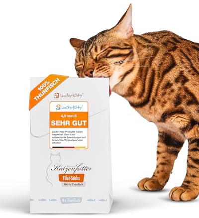 Lucky-Kitty Premium Katzensnacks Filet Sticks Thunfisch, Leckerli, 4x22g