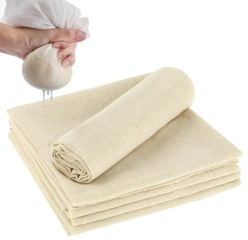 Reusable and Washable Cheese Cloths for Straining,Cheese Cloths for Straining,Muslin Cloths for Cooking,Precut 50X50cm,100% Unbleached Pure for Straining Butter,Nut Milk (4, 4 Brown)