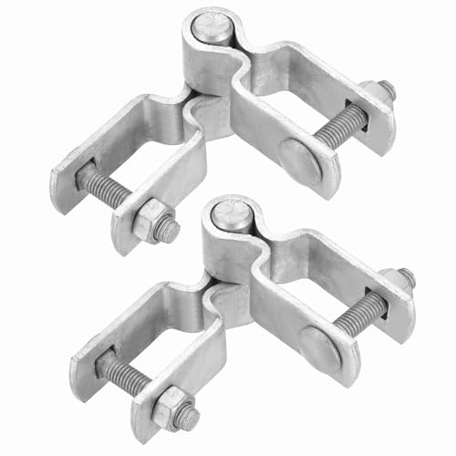 sourcing map 2 Pack Chain Link Fence Gate Post Hinge, 1 x 1 Galvanized Steel Chain Link Fence Post Hinges Heavy Duty Gate Frame Hinge with Bolts and Nuts for Outside Square Pipe