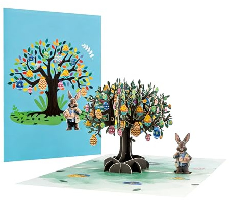 Ylnailky Tarjetas de Felicitación 3D de Pascua,Recuerdo de Pascua con Huevo y Conejito en 3D - Tarjeta de Agradecimiento para la | Para Profesores Amigos Familia y Pareja