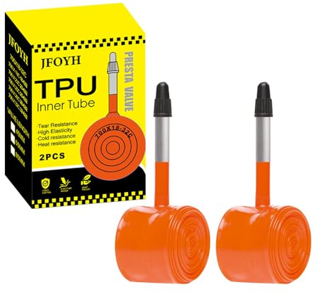 JFOYH TPU Road Bike Inner Tube 700C x 18–32, 2-Pack Ultralight Bicycle Tube with 45mm / 65mm / 85mm Presta Valve, Compatible with Road & Gravel Bikes