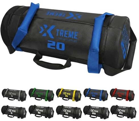 Xtreme Fitness Premium Power Bag 5-25 kg, Robuster PVC Gewichtssack | Vielseitiger Sandbag mit Griffen für funktionelles Training, CrossFit, Hyrox Workouts, Kraft & Ausdauer