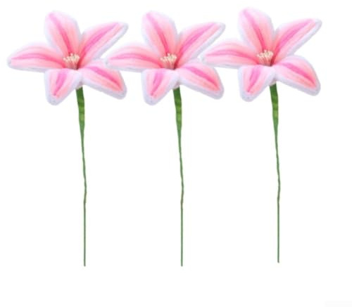 Fiori di giglio realistici fatti a mano in plastica per una lunga durata per centrotavola di nozze e composizioni domestiche (rosa)